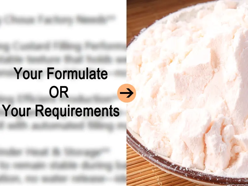 Custom custard powder formulation development tailored to customer requirements—ideal texture, flavor, and appearance for various sales channels and product applications